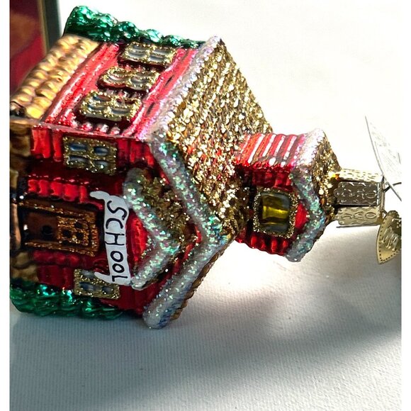 2001 Merch Family’s Old World Christmas Little Red Glass School House Ornament - Picture 13 of 15